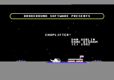 Choplifter title screen for Commodore 64